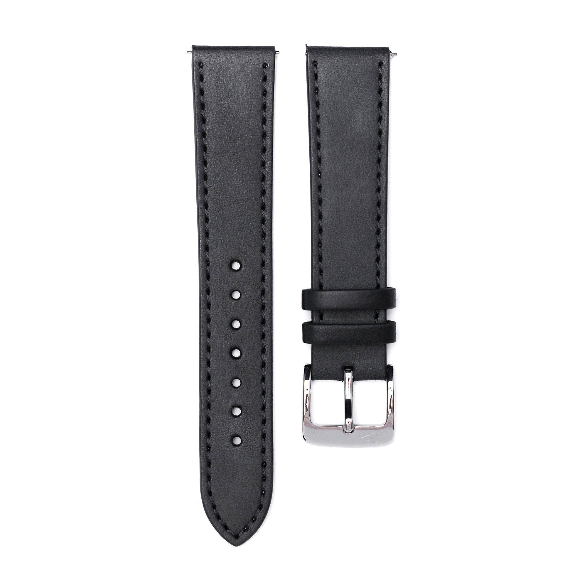 Italian Leather Black: Polished Buckle